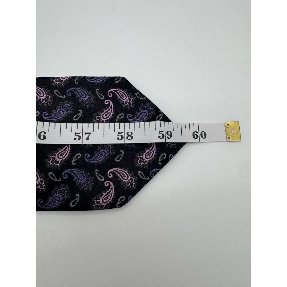 XMI Platinum Mens Tie Black‎ Purple Pink Paisley Silk Classic Width Neck Tie